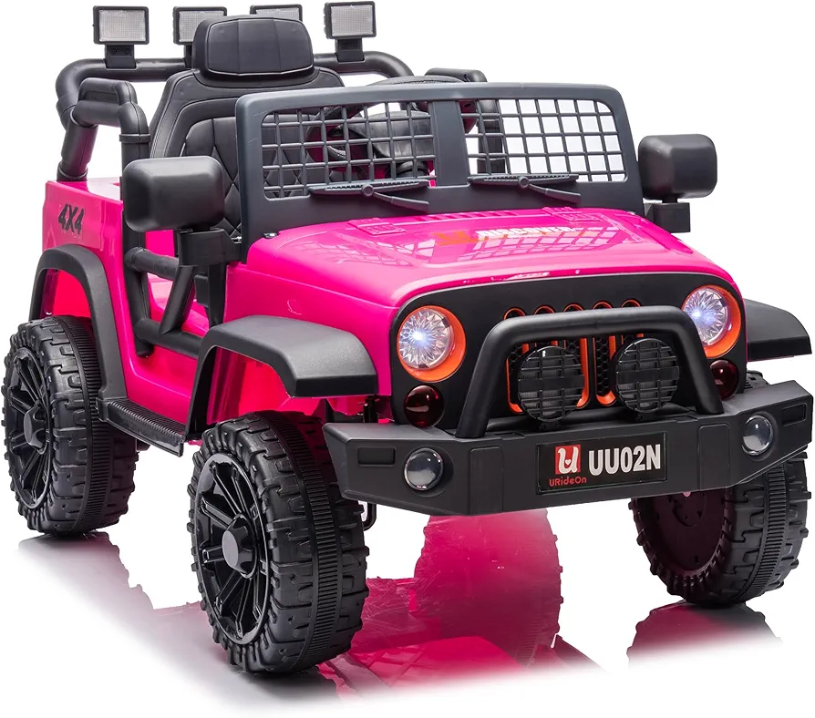 Kids 12V Ride On Truck, Battery Powered Electric Ride On Car with Parent Remote Control,3 Speeds, LED Lights, MP3 Player (Pink)