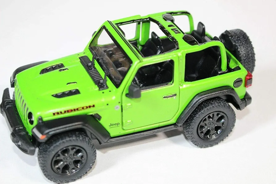 KiNSMART 2018 Jeep Wrangler Rubicon 5Inch 1:34 Scale Open Top Green w/ Pullback Action