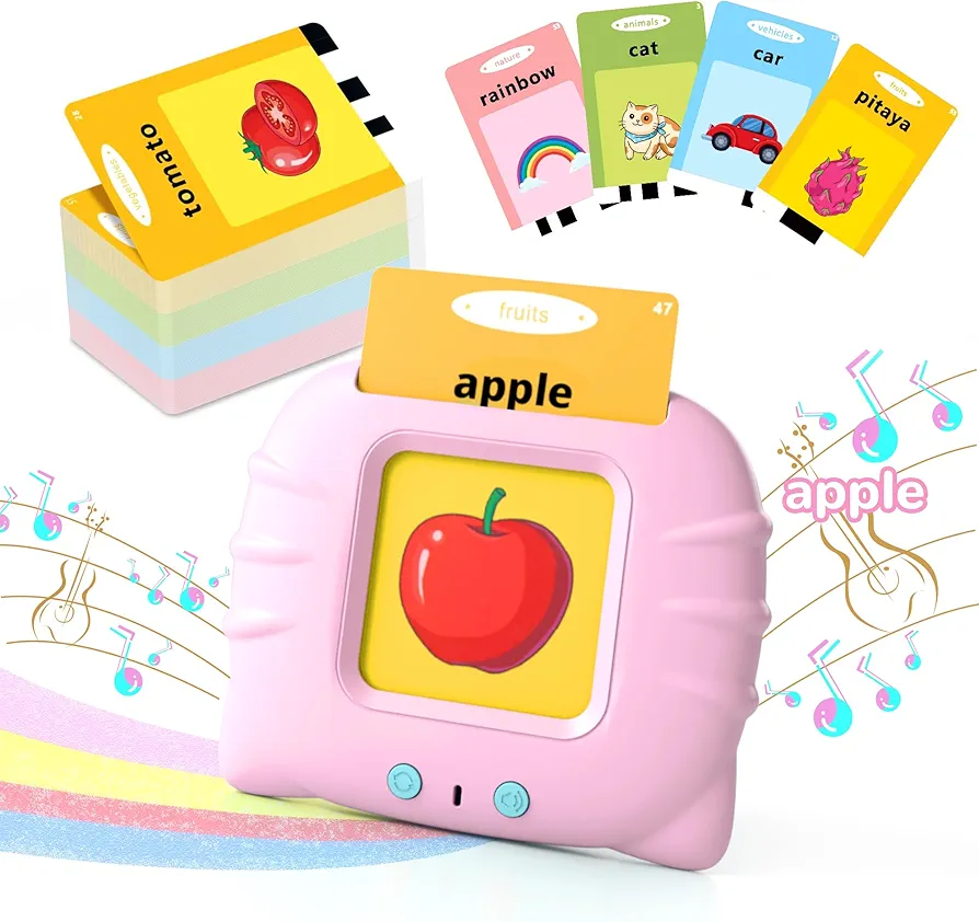 Toloso Talking Flash Cards-Birthday Toys Gift for 1 2 3 4 5 Years Old Girls Gift Educational Toddler Toys, Montessori Sensory Toys for Autism Kids,Pocket Speech for Toddlers,Learning Toys for Ages 2-4