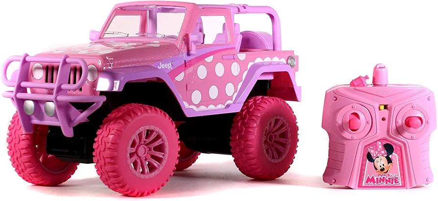 Jada Toys Disney Junior 1:16 Minnie Mouse Jeep Wrangler Remote Control Car, 2.4 GHz Pink Plastic Unisex Toy Vehicle