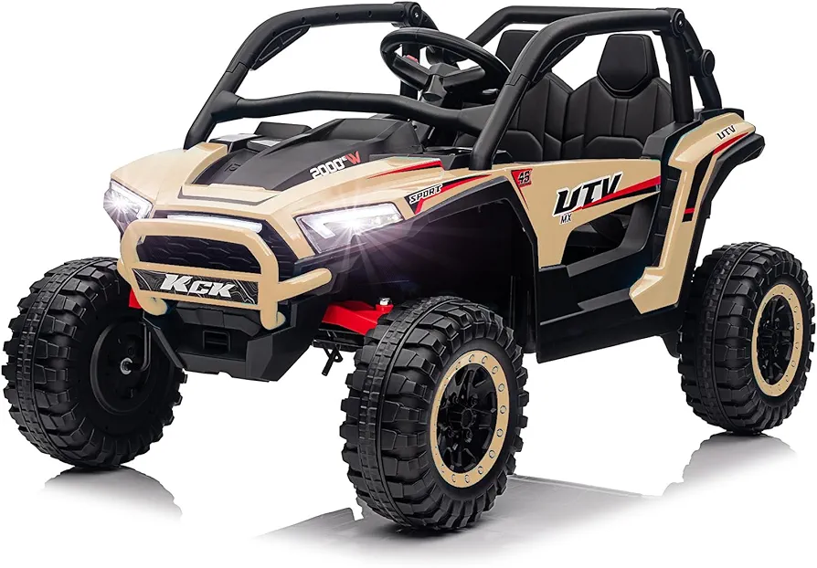 NEWQIDA 24V 4WD Kids UTV, Ride on Toys for Big Kids Electric Car with Remote Control 4 Wheels Ride on Truck for Boys Girls, 19.5 inches Seat, EVA Tires Wheels, Rear Shock Absorbers, Music, Quicksand