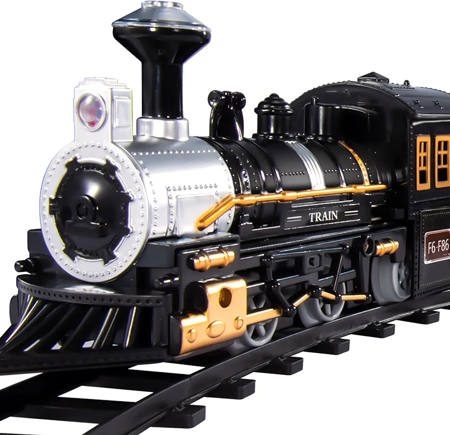 Train Set for Kids, Electric Christmas Train Toys Sets for Boys Girls with Sound Include Locomotive Engine, 3 Cars and 10 Tracks, Classic Toys Birthday Gifts for Age 3 4 5 6 7 8 Years Old Kids