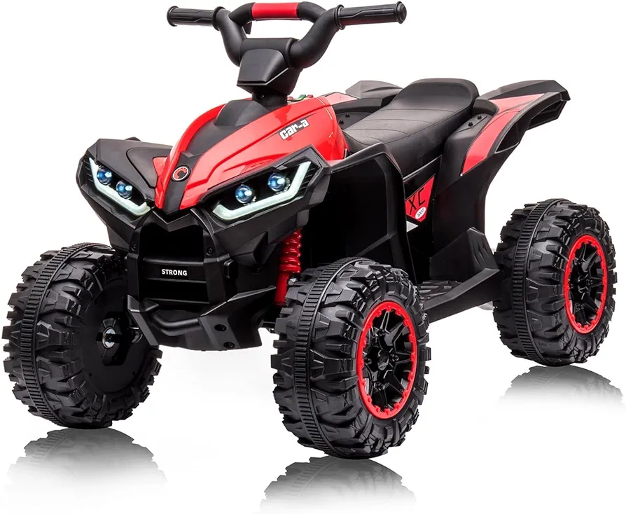 Kids Electric Four-Wheeler with Music, Led Lights, High and Low Modes, 12v Battery Powered Electric Four-Wheeler Suitable for Children Aged 3-8 Years Old(red)