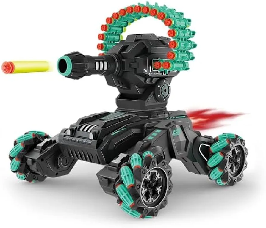 BESTKID BALL - Ultimate Battle RC Tank with Nerf Launcher - Remote Control Tank That Shoots Foam Darts - 50ft Range, Stunts, 30min Play, 2.4GHz, 16 Foam Darts - Best Gifts for Kids Age 8-12