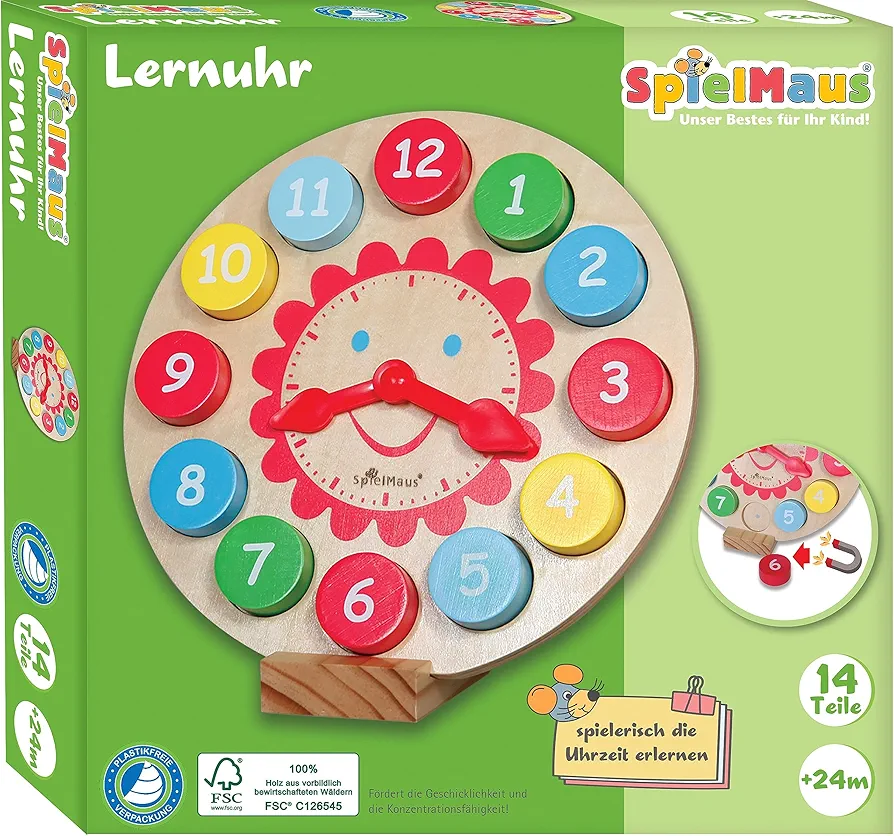 0060713928 60713928 SpielMaus Wooden Learning Clock