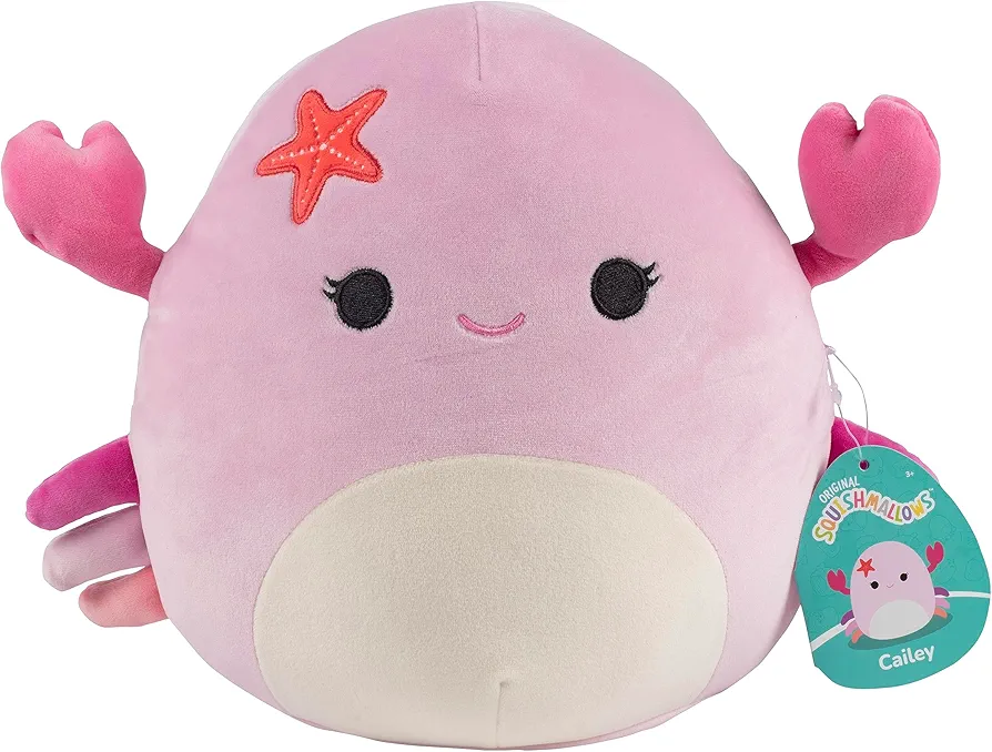 Squishmallows Original 10-Inch Cailey The Pink Crab - Sea Squad - Official Jazwares Plush - Collectible Soft & Squishy Crab Stuffed Animal Toy - Add to Your Squad - Gift for Kids, Girls & Boys