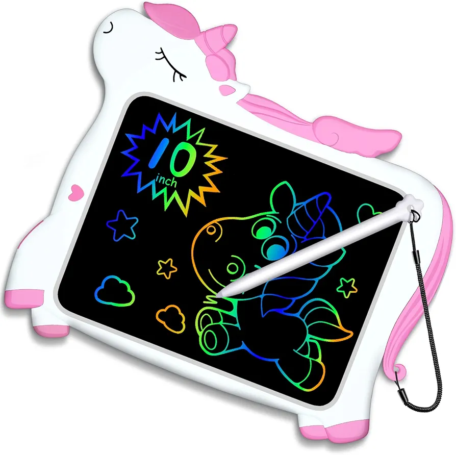 GJZZ Toys for Girls Gifts for 3 4 5 Years Old Girl - Unicorn 10inch Drawing Doodle Board, Toddler Toys, Learning Writing Board Kids Toys Age 6 7 8 for Christmas, Birthday, Blue