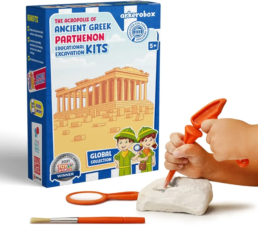 Ancient Greece Parthenon, Excavation Kits for Kids, Ancient Dig Kit, Learning & Education Toys, STEM, Kids Science Kit, includes Learning Resources & Paintable Post Card