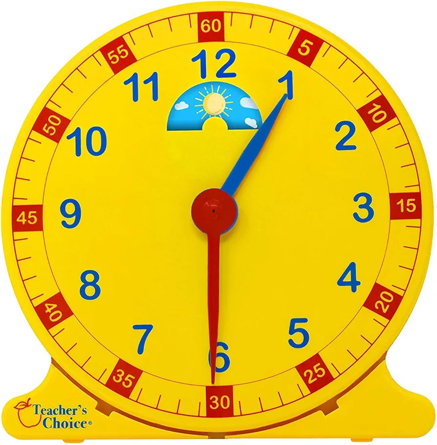 Learn How to Tell Time Teaching Clock – Large 12" Classroom Demonstration Night and Day Learning Clock