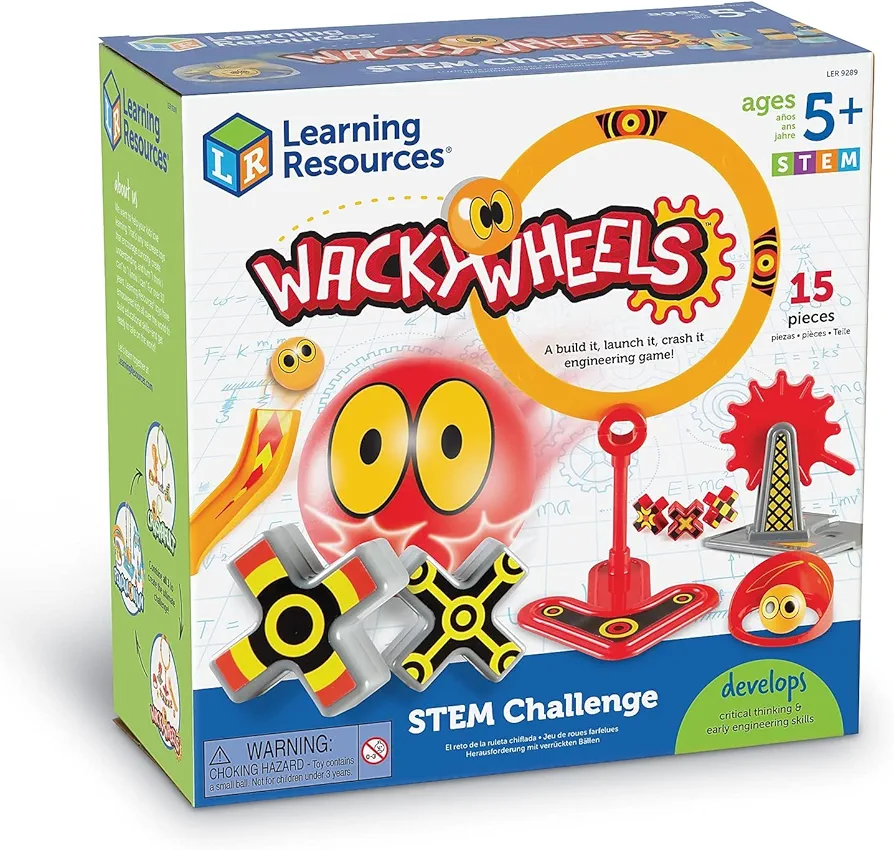 Learning Resources Wacky Wheels STEM Challenge, Science STEM Game, 15 Pieces, Ages 5+