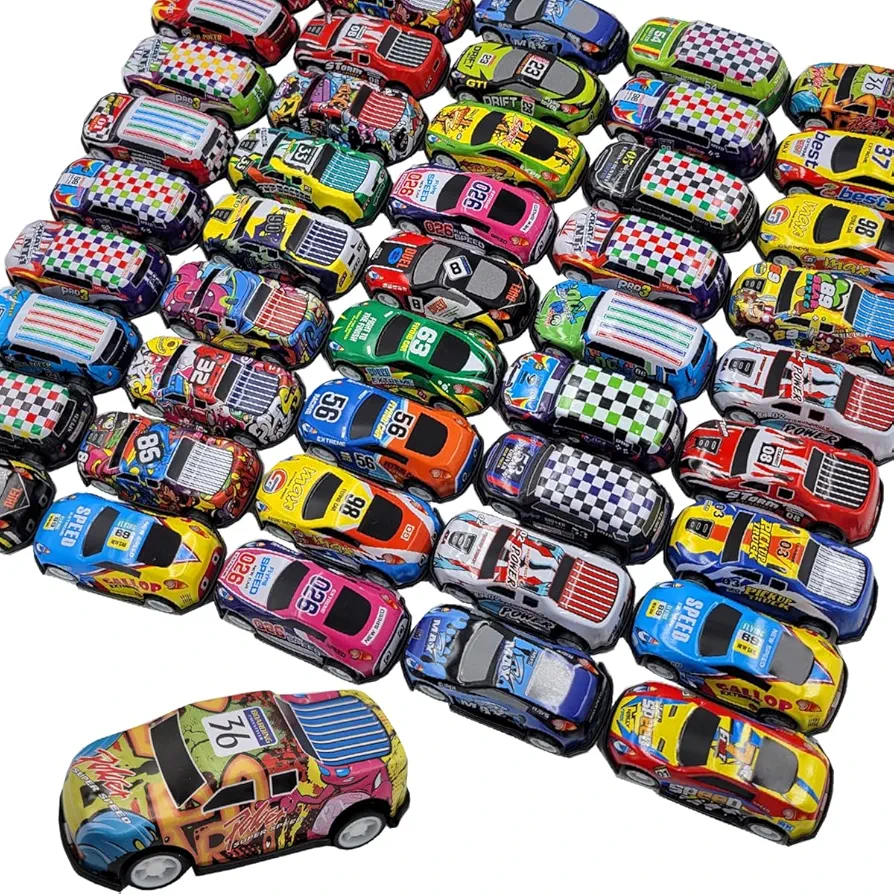 45Pack 2.7Inch Pull Back Racing Cars Die cast Race Car Vehicles Play-Set, Friction Powered Vehicles Toys for Boys and Girls Colors Random