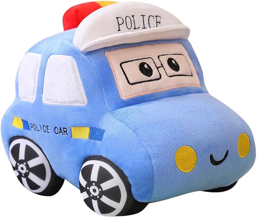 XIYUAN Bus Plush Toy car Plush Simulation School Bus Cute Cartoon Pillow Stuffed Van car Cushion Plush car Gift Cushion Children's Birthday Party Gift (11X7X6Inch) (Police car)