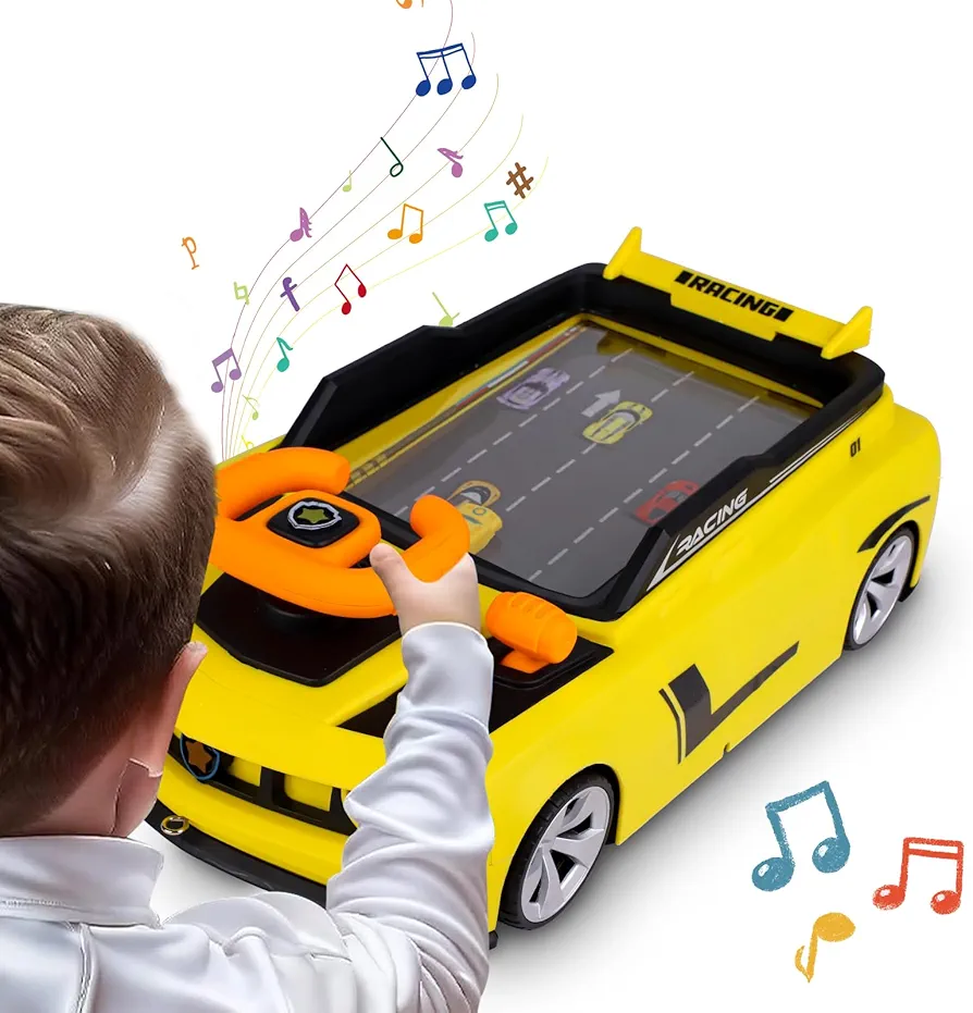 Gifts2U Musical Steering Wheel Racing Car Toy for Kids, with Music and Light Simulated Learning Driving Cars Adventure Toys Competition Game Birthday Gift for Boy Girl Toddler Age 3 4 5 6 7 8