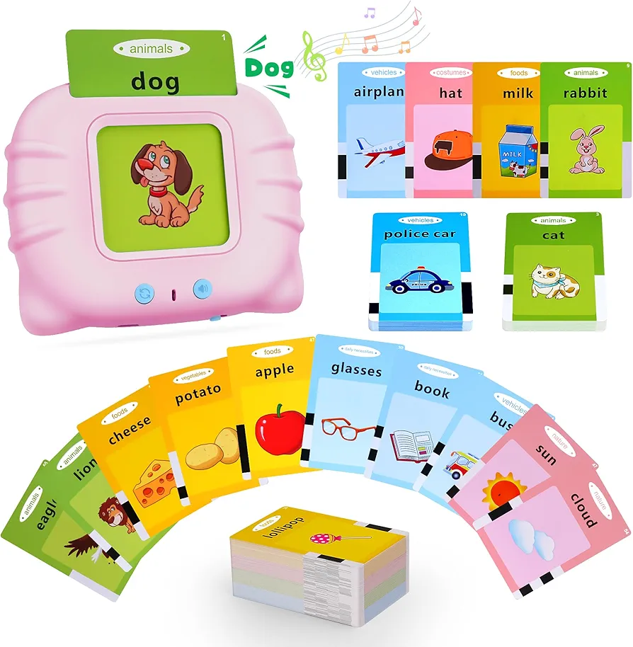 Talking Flash Cards Toddler Toys with 224 Sight Words, Pink Autism Sensory Toys for Autistic Children, Learning Montessori Toys Gifts, Speech Therapy Toys for 2 3 4 5-Year-Old Boys and Girls