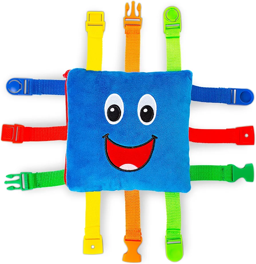 Buckle Toys - Boomer Square - Learning Activity Toddler Plane Travel Essential Toy - Develop Motor Skills and Problem Solving