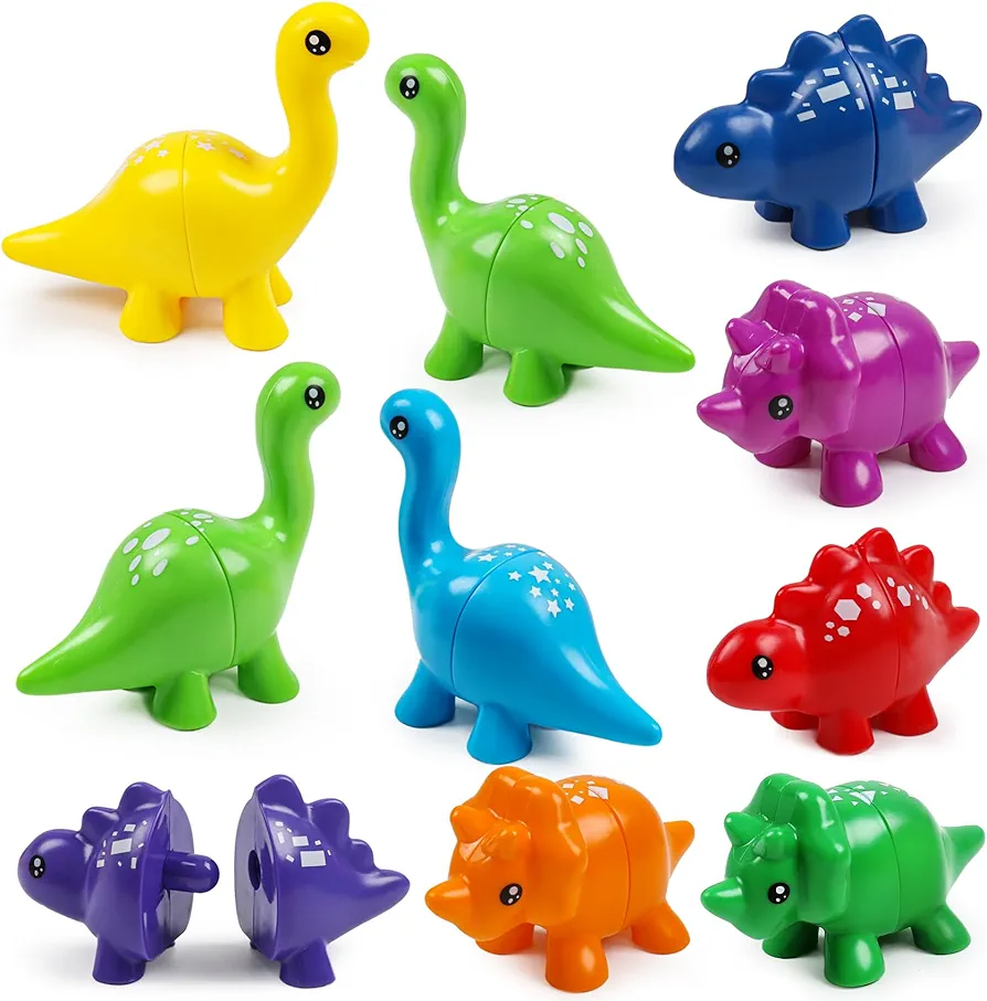 10 PCS Double-Sided Dinosaur Matching Graphics Toy Fine Motor Shape Match Game Preschool Learning Montessori Educational Toys for 3 4 5 Toddlers Boys Girls