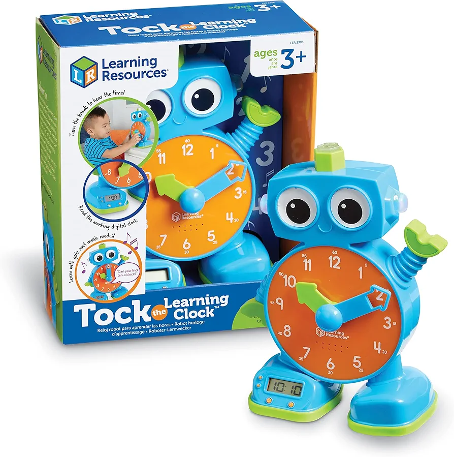 Learning Resources Tock The Learning Clock - 1 Piece, Ages 3+ Educational Talking & Teaching Clock, Toy Clock for Toddlers, Educational Toys for Kids