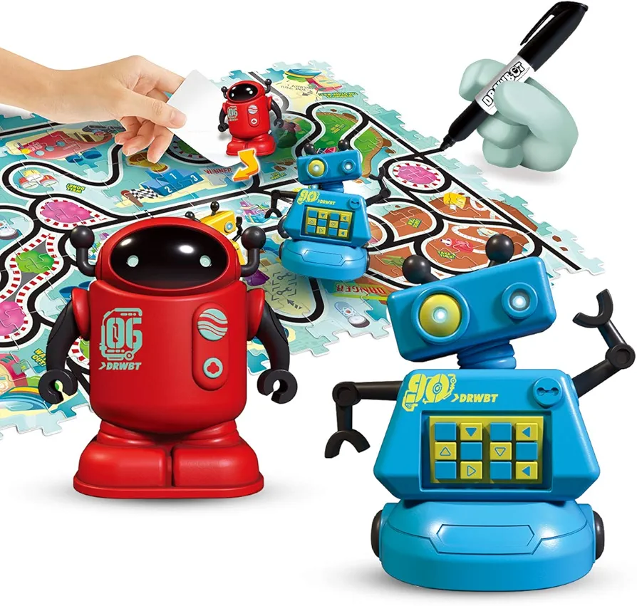 REMOKING Magic Inductive Robot Toys，Creative Track Puzzle Race Game，Learning and Educational Toys for Boys & Girls 3 Years and Up，Party and Birthday Gifts