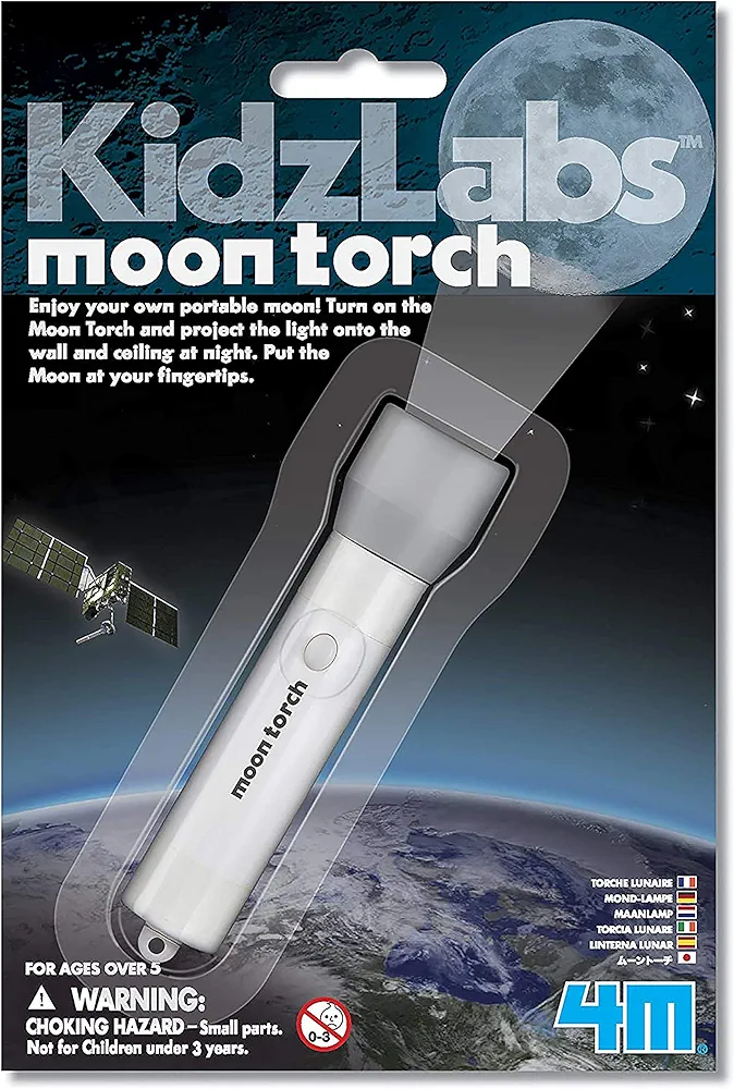 4M KidzLabs Moon Torch Projector Astronomy Science STEM Toys Educational Gift for Kids & Teens, Girls & Boys