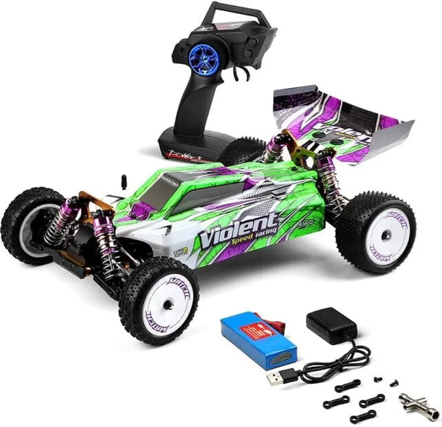 WLtoys 104002 RC Car High Speed 60km/h 1/10 2.4GHz 4WD Racing Car RTR Toy for Kids Boys with Brushless Motor Metal Chassis (104002 1 * 3000)