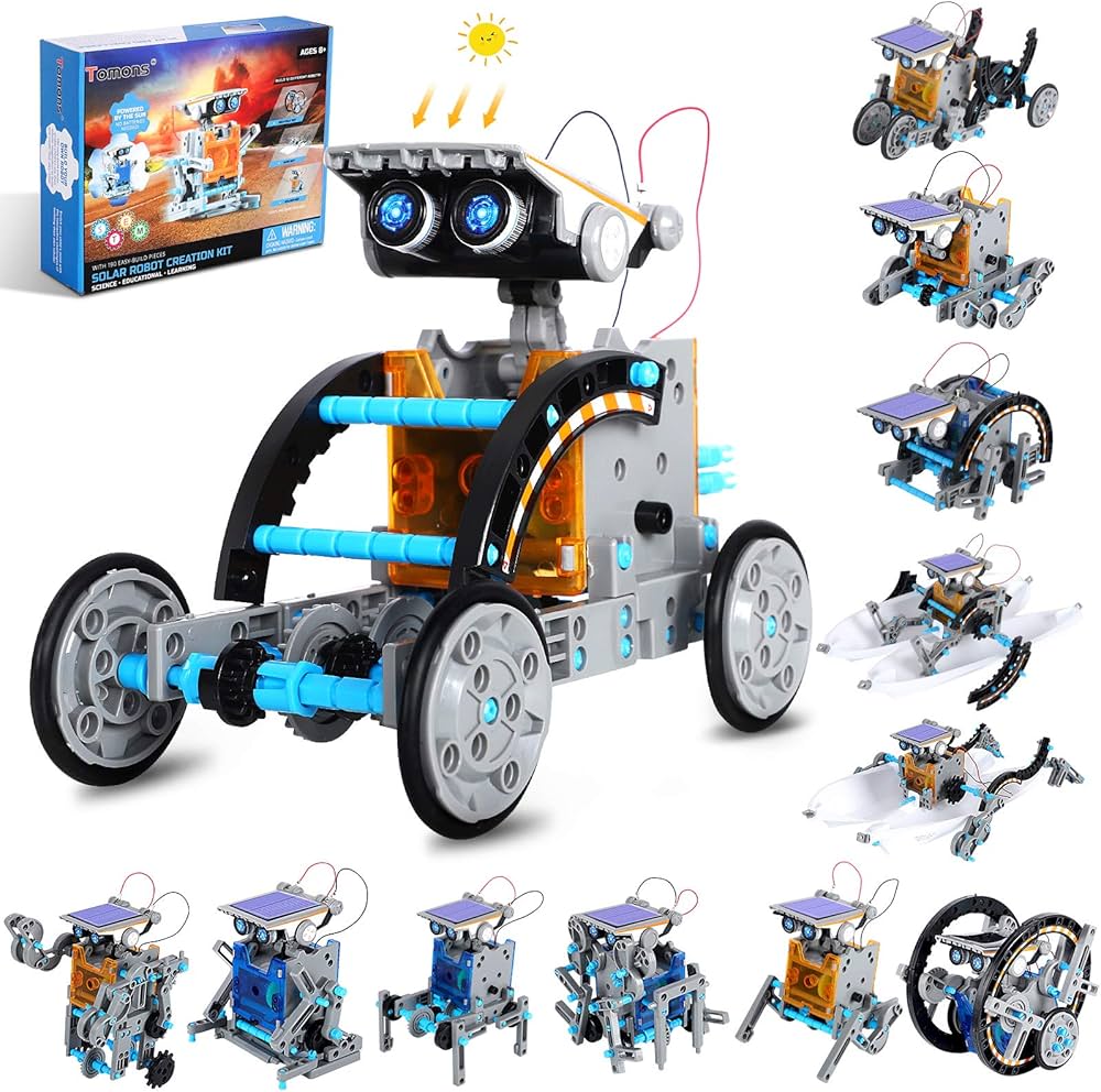 Tomons STEM Projects | 12-in-1 Solar Robot Toys, Education Science Experiment Kits for Kids Ages 8-12, 190 Pieces Building Set for Boys Girls