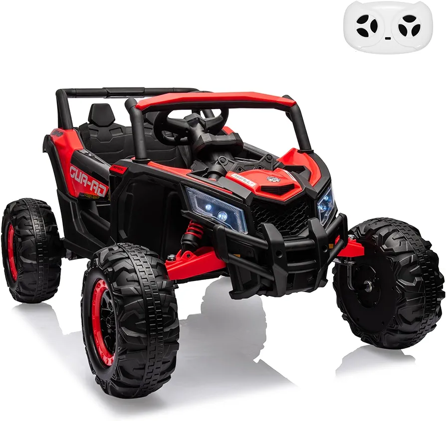 Ride on UTV Car, 24V Battery Powerd Electric Off-Road UTV Car w/Remote Control, 200W Motor, Spring Suspension, Music, LED Lights, Ride on Car for Boys Girls,Red