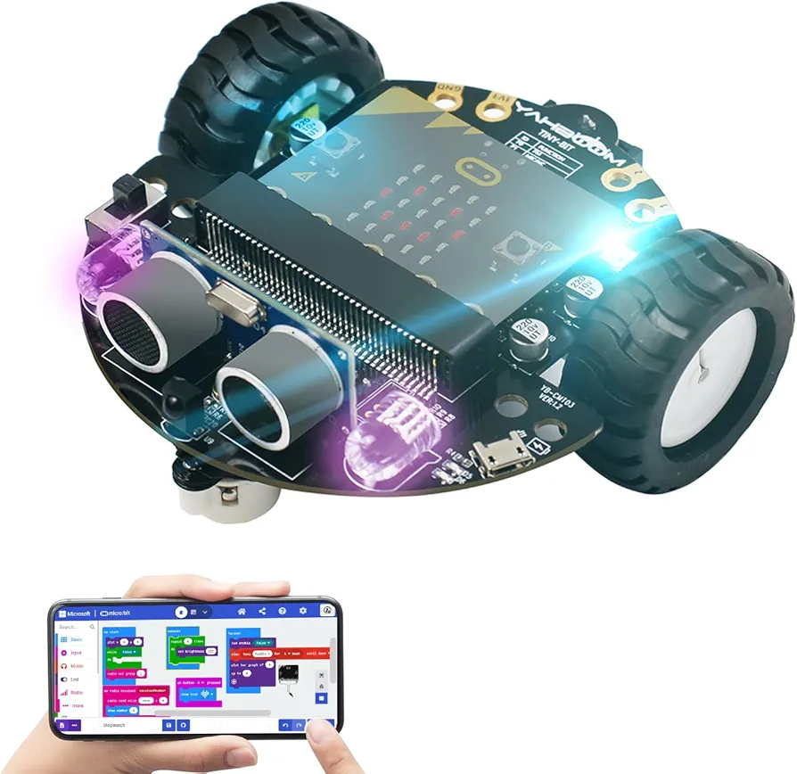 Yahboom Microbit Smart Robot with Handle Game for Kids Stem Education Graphic DIY Programmable