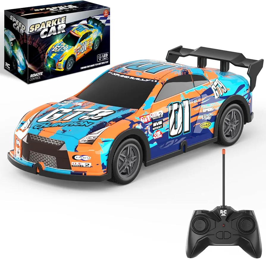 Remote Control Car, 1/22 Scale Light Up Racing Car Toys, RC Car for Kids with Cool Led Lights, Hobby RC Cars Toys Birthday Gifts for 3 4 5 6 7 8 Year Old Boys Girls