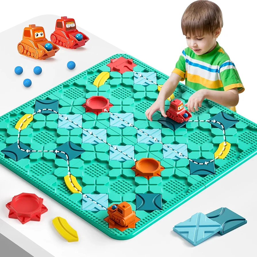 Logical Road Builder Games, STEM Family Board Game, Large Educational Smart Brain Teasers Puzzles Toys, Preschool Learning Early Montessori Birthday Gifts for Kids Boys Girls Age 4-8 Year Old