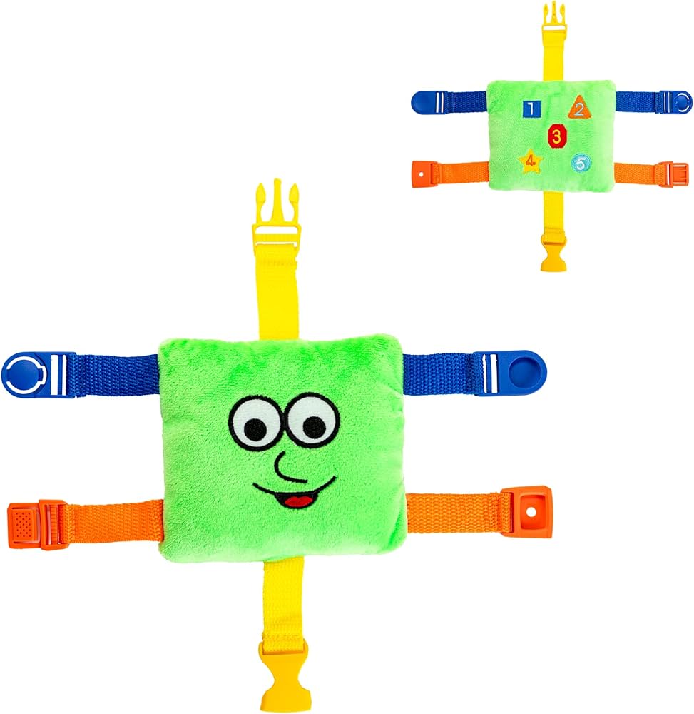 Buckle Toys - Mini Buster Square - Learning Activity Toy - Develop Fine Motor Skills - Sensory Travel Essential for Toddlers 1-3