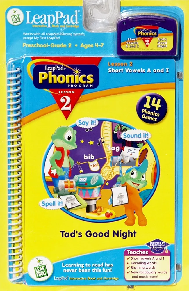 LeapPad Phonics Program Lesson 2: Short Vowels A and I: Tad's Good Night: Book and Cartridge