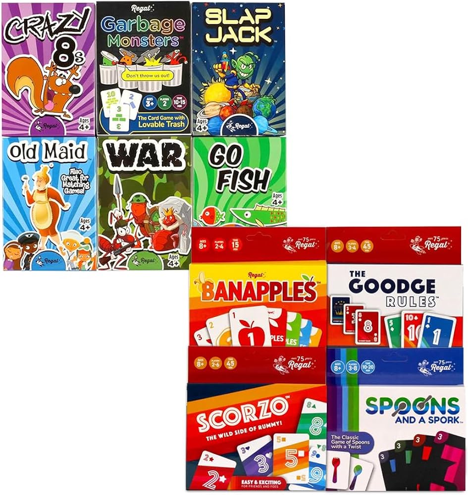 Regal Games Family Card Game Bundle - 10 Classic & Fun Games for All Ages