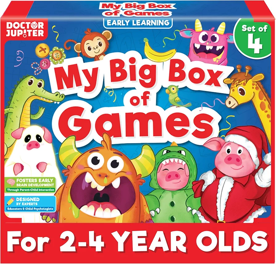 Doctor Jupiter My Big Box of Games for 2 to 4 | Toys for Ages 2-4 | Birthday Gift for 2 Year Old Boys and Girls | Toddler Toys for 2-3-4 Year Old | Learning & Education Toys