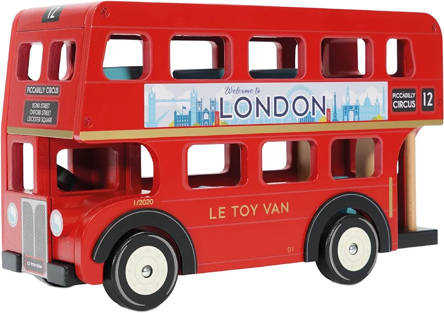 Le Toy Van - Cars & Construction - London Double Decker Bus Toy - London Toy Bus - Wooden Toy Bus - Role Play Toys - Suitable for Girls and Boys Toys Age 3 +