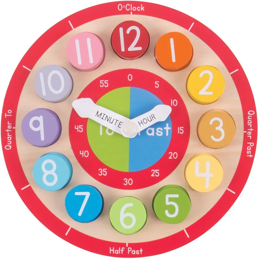 Bigjigs Toys Wooden Teaching Clock - Tell The Time