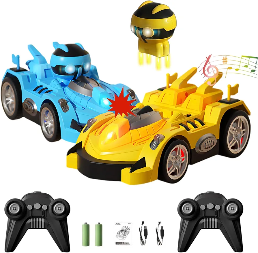 Remote Control Bumper Cars 2pcs,RC Stunt Car with Light & Music,RC Cars Gifts for Boys,Toy Cars for Kids Birthday Christmas