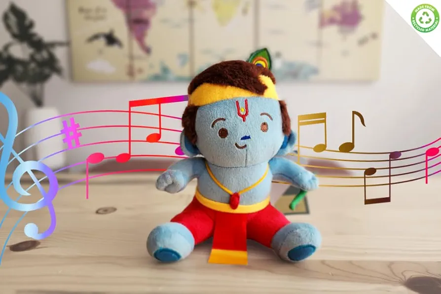 MODI TOYS Baby Krishna (7 inch) Mantra Singing Plush Toy | Ideal for Newborns, Infants, Toddlers, Grandparents | Best for Diwali, Baby Shower, Birthday, Housewarming