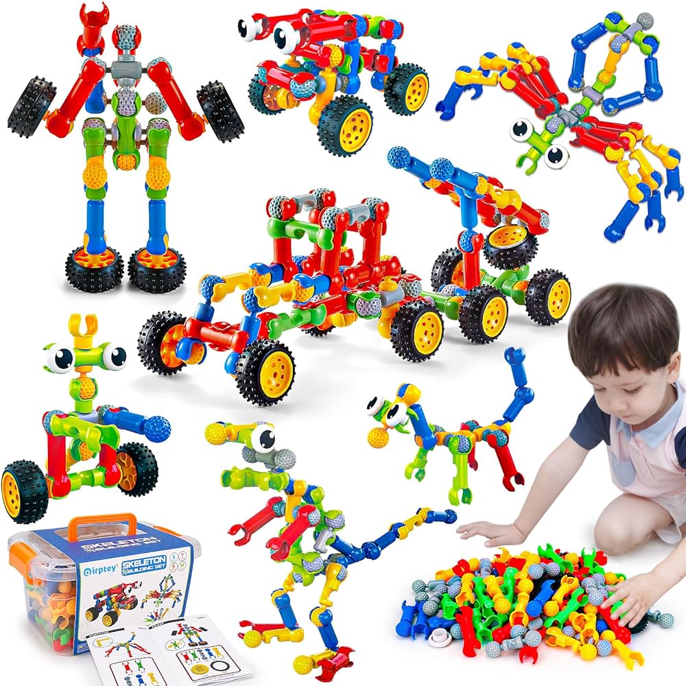 Kids STEM Building Toys for 3 4 5 6 7 8+ Year Old Boy Girl Birthday Gift, 125 Pcs Preschool Educational Building Blocks STEM Kit Activities Ages 3-5 4-8 5-7 6-8 Engineering Construction Creative Games