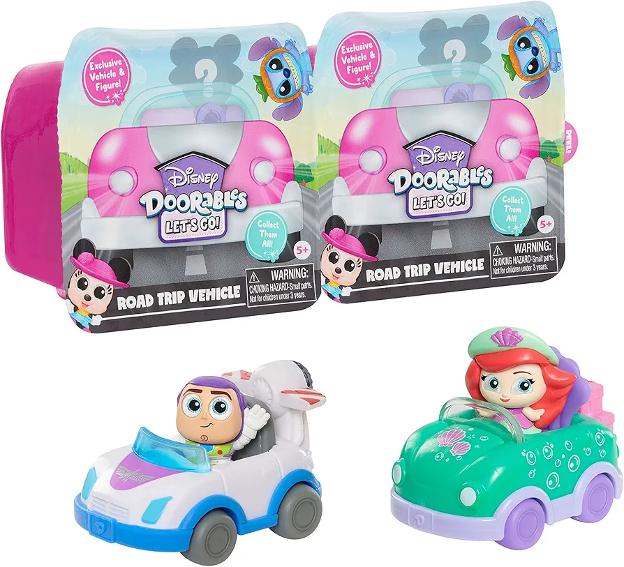 Disney Doorables Let’s Go Vehicles 2-Pack Series 1, Toy Figures, Officially Licensed Kids Toys for Ages 5 Up, Amazon Exclusive