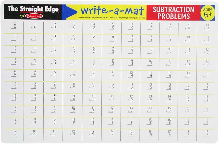 Melissa & Doug Subtraction Problems Write A Mat, 1 EA