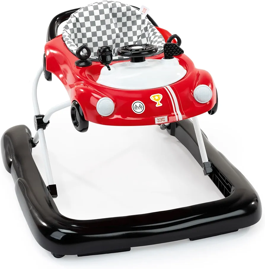 Bright Starts Little Speedster 3-in-1 Car Walker, Red Racer, Baby Activity Walker for Boys and Girls, 6 Months+