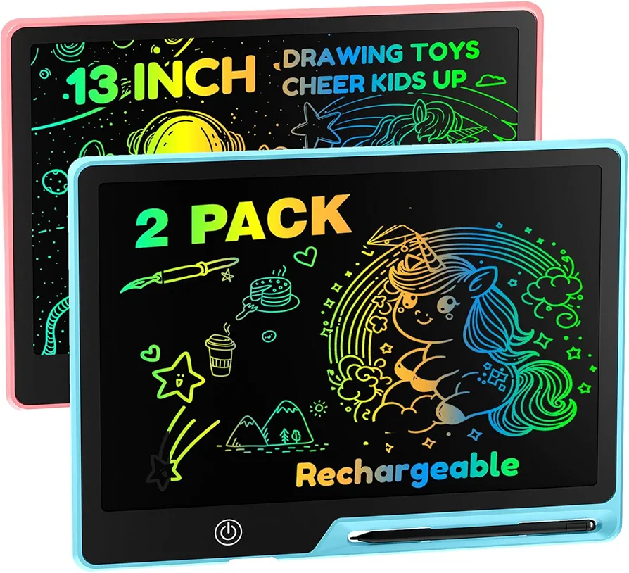 LCD Writing Tablet for Kids, Rechargeable Doodle Board Toys Gifts for 3-8 Year Old Girls Boys, 13 Inch Colorful Board Drawing Pad for Kids, Gifts for Toddler Educational Learning Travel Toys