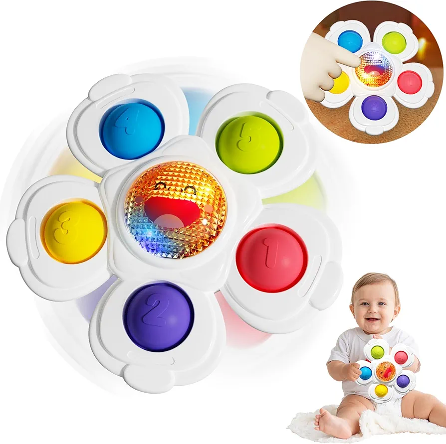 Suction Spinners Baby Toys, Sensory Toys for Toddlers 1-3, Spinner Toys for Babies 12-18 Months, High Chair Toys Baby Travel Essentials for Flying, Birthday Gift for 1 Year Old Boy Girls