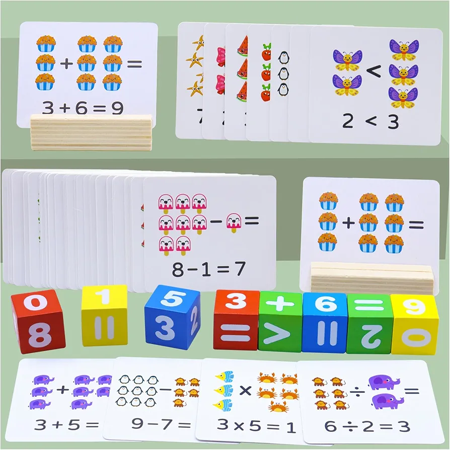 Math Matching Game, 54 Pcs Math Flash Cards for Kids 2nd, 3rd, 4th, 5th, 6th Grade, Multiplication, Division, Addition & Subtraction Math Games, Educational Flash Cards for Kids Ages 4-8