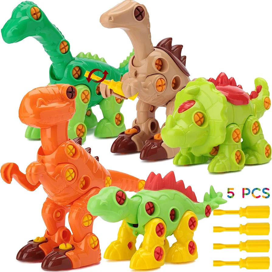 Take Apart Dinosaur Toys for 3 4 5 6 7 8 Year Old Boys - Set of 5 Dinosaurs with 5 screwdrivers - Learning & Education Toys - STEM Take Apart Toys for 3 Year Old Boys and Girls by Polesie