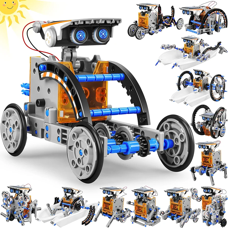 STEM 13-in-1 Education Solar Power Robots Toys for Boys Age 8-12, DIY Educational Toy Science Kits for Kids, Building Experiment Robotics Set Birthday Gifts for 8 9 10 11 12 Years Old Boys Girls Teens