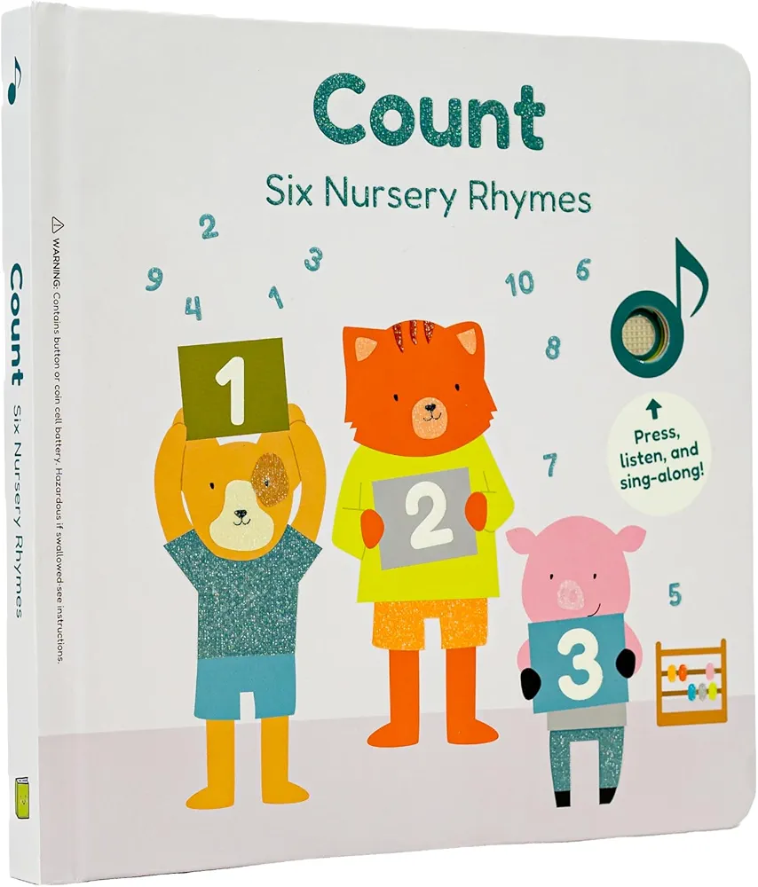 Calis Books Count - Nursery Rhymes Music Book for Toddlers 1-3, Interactive books for 1+ year old with 6 Animal Songs - Educational Toddler Books Ages 1-3