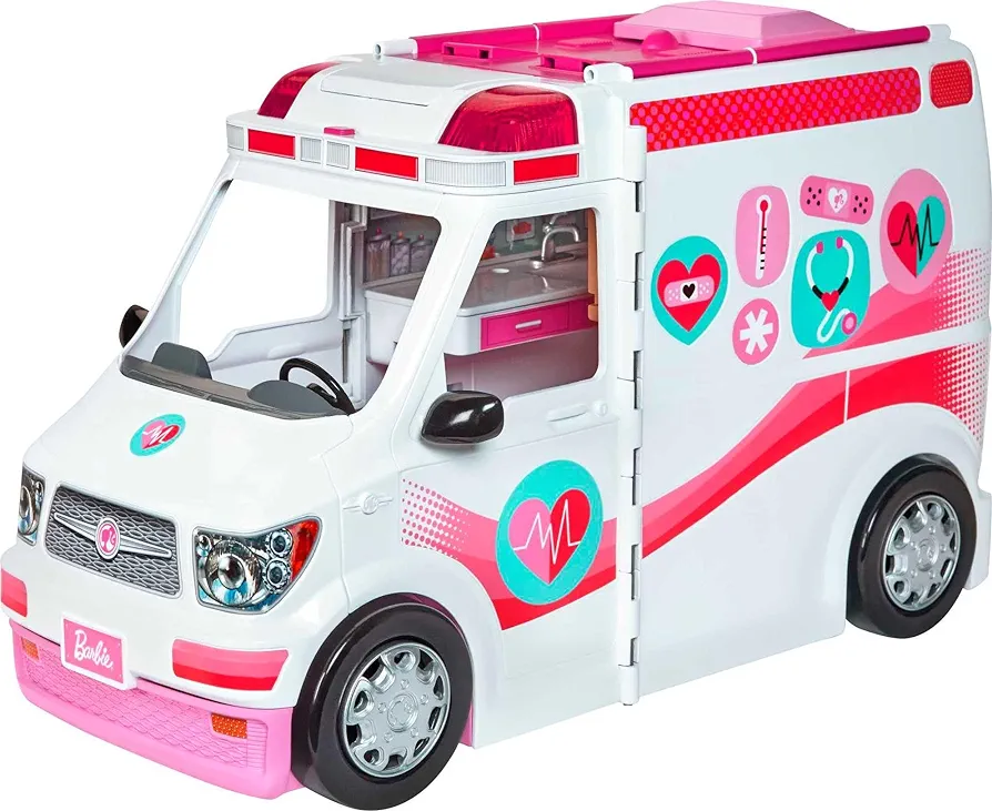 ​​​Barbie Playset with 20+ Accessories, Emergency Vehi​​cle Transforms into 2+ Foot Hospital with Lights and Sounds, Care Clinic​​​​​​​​