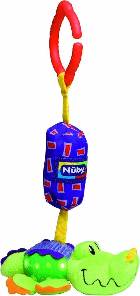 Nuby Safari Chimes Interactive Toy with Hidden Chime and Attachment Clip, Characters/Colors May Vary