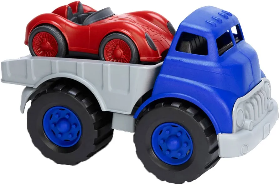 Green Toys Flat Bed Truck Blue/Grey & Race Car Red, 12 months - 6 years